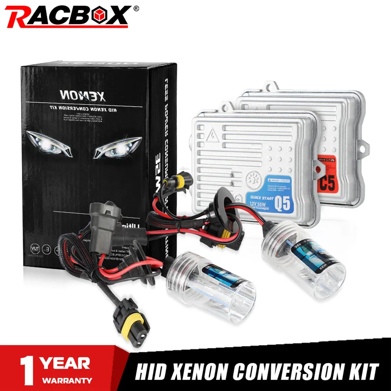 RACBOX-balastro Canbus de arranque rápido, Kit de faros de conversión de Xenón HID, AC 55W, H4, H1, H3, H7, H11, 9005, HB3, 9006, HB4, 4300K, 6000K, 8000K