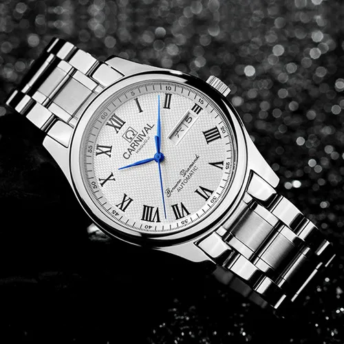 Silver White Relogio Masculino карнавальные автоматические часы мужские часы лучший бренд класса люкс водонепроницаемые Модные механические наручные часы армейские часы мужские - Цвет: Silver White