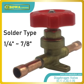 

Hand shut-off diaphragm valves can be delivered with flare, ODF solder or ODF solder with extended ends according to the choice