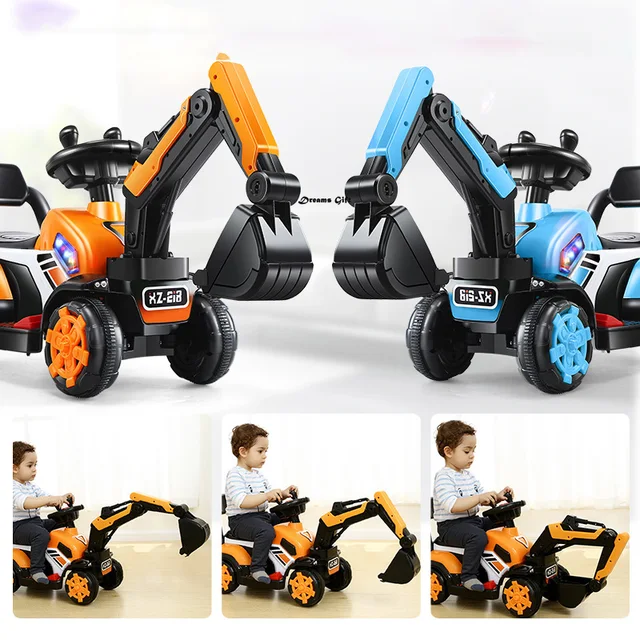 Children's electric car toy engineering car old toy battery double drive with remote control knight excavator Russia free shipp 3