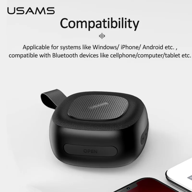 USAMS Портативный беспроводной Bluetooth динамик мини стерео динамик телефон радио музыка сабвуфер Колонка s для компьютера с TF FM