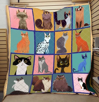 

Cute Cat Print Quilt Fashionable High End Cartoon Kids School Adults Bed Summer Cool Quilt Creative Hot Sales Dropshipping
