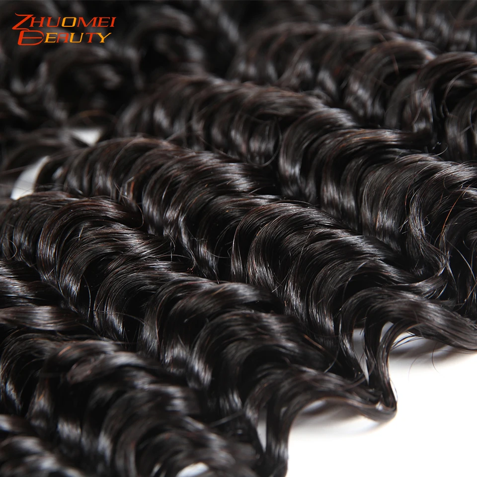 Zhuomei Beauty Deep Wave 1/3 /4 Bundles P Brazilian Hair Bundles Weave Natural Color Remy Human Hair Weaving 8-28inch