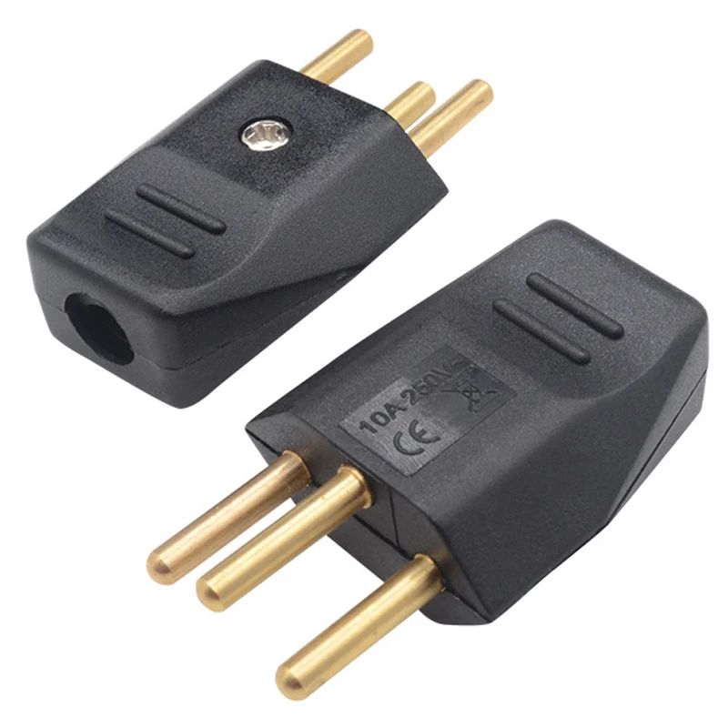 Copper CE Switzerland power cable Assembly wiring plug 250V 10A 1pcs 3Pole Connector Euro industrial power cord plug power strip,plug adapter,electrical socket,power socket,power plug adapter,power cord,wall socket extender
