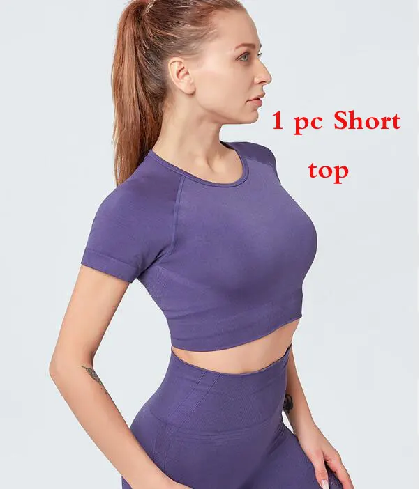 Top DX6015-purple Женская Бесшовная майка с длинным рукавом для йоги, тренажерного зала, спорта, фитнеса - Цвет: Top DX6015-purple