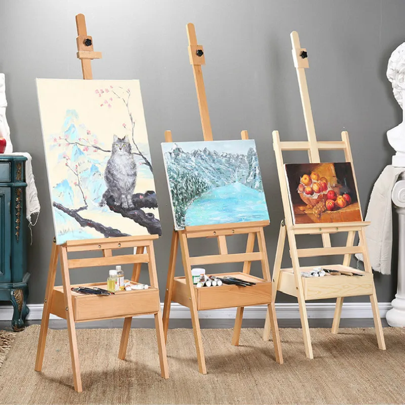 Solid Wood Easel Artist Oil Paint Caballete De Pintura Stand Caballete Large Watercolor Paint Stand Art Supplies for Artist super large easel caballete pintura artist oil painting easel art painting accessories wood stand multifunctional painting stand