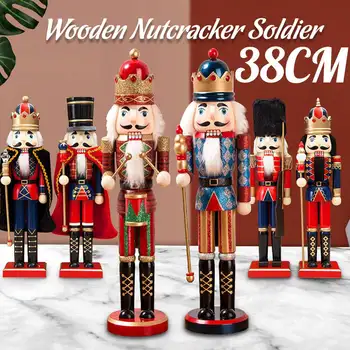 

38CM Christmas Wooden Nutcracker Soldier Jewelry Children's Room Decoration Ornament Christmas Gift Handcraft Nutcracker Puppet