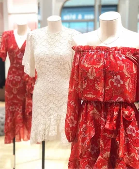 

Women Dress Spring / Summer 2020 New Dress Fashionable Sweet Red Printed Ruffled Short Sleeve Dress