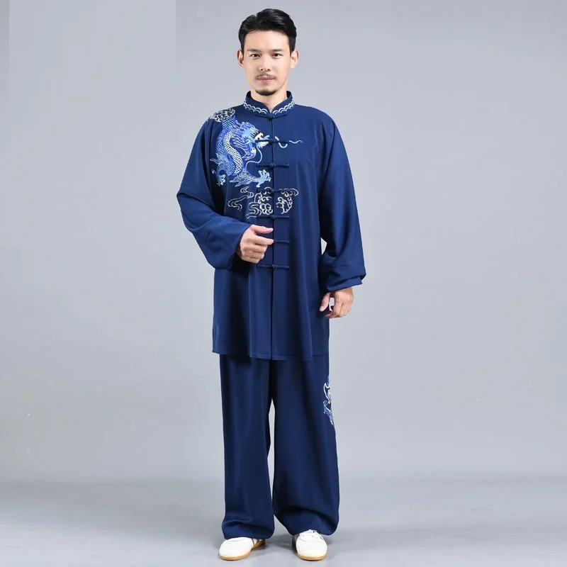 Men'S Women'S Embroidery Long Sleeve Wushu Tai Chi Uniform Traditional Chinese Clothing Kungfu Martial Arts Wing Chun Suit T2549