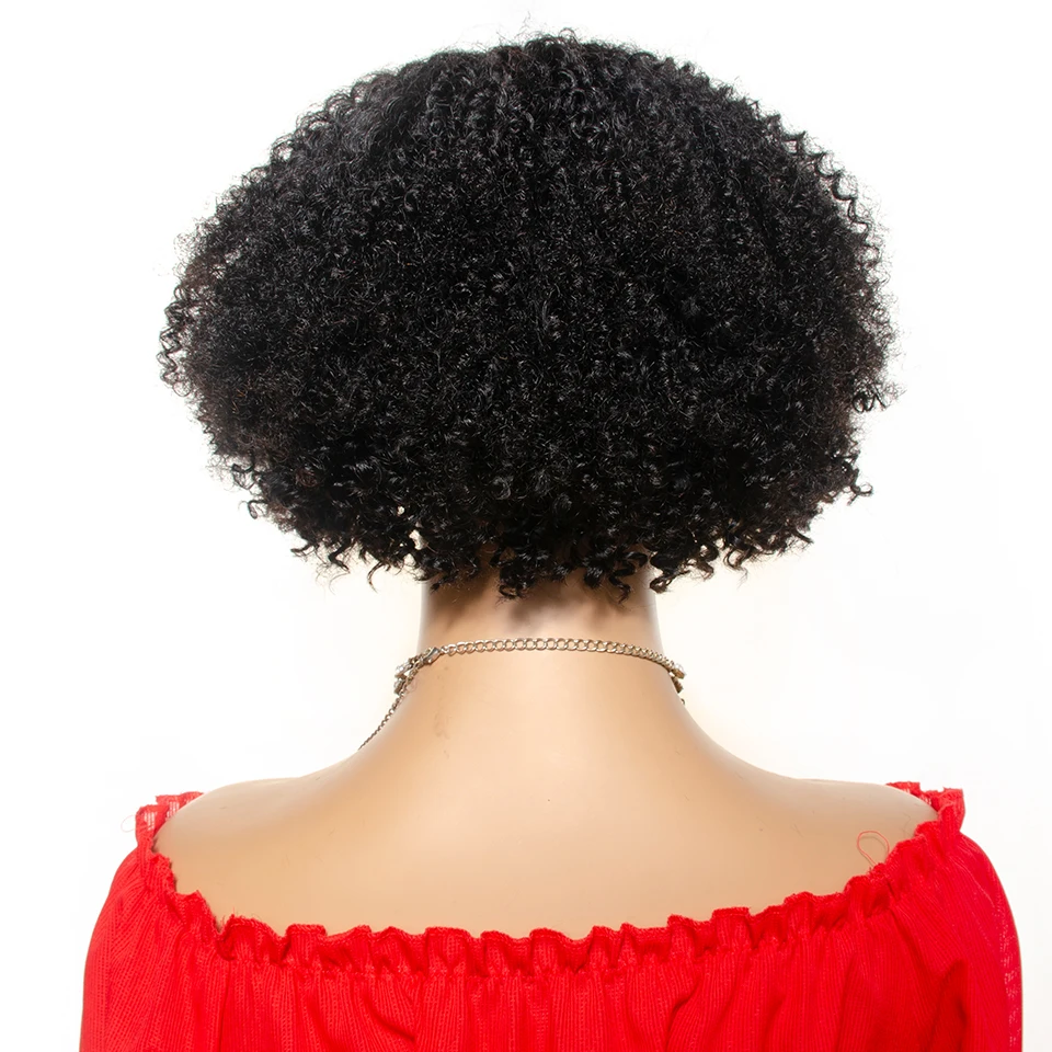 Human Hair Wigs Brazilian Afro Kinky Curly 4x4 Lace Closure Short Bob Short Pixie Cut Yepei Remy Hair