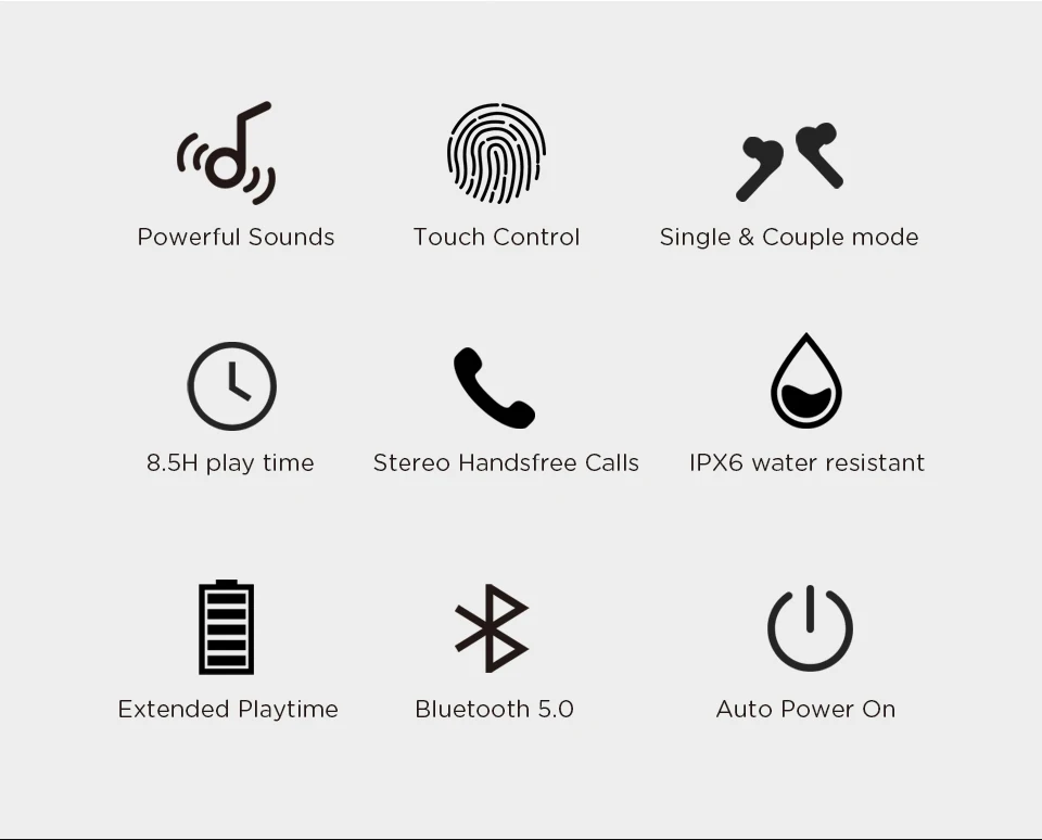 Bluetooth 5,0, наушники, настоящие беспроводные наушники, IPX6, водонепроницаемые, для бега, спорта, громкой связи, 3D, стерео гарнитура, наушники для телефона