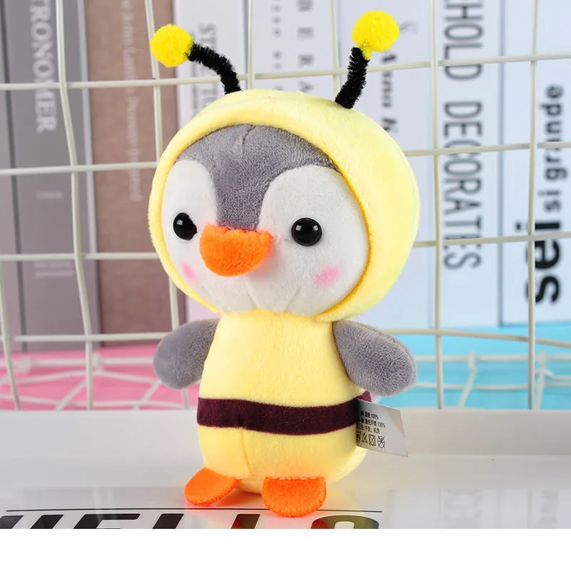 Korean Fashion Morph Penguins Plush Keychain Toys Sharks Frogs Unicorn Bees Penguin Peluche Dolls Key Bag Pendants 10pcs 12cm (4)