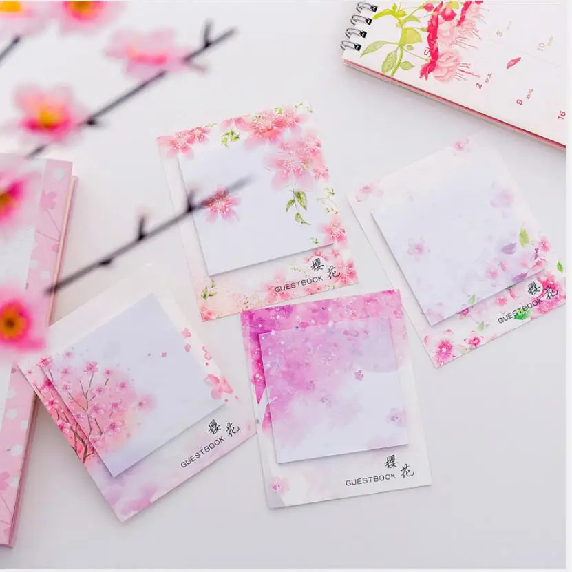 

10 Pcs Mini Memo Pad Sticky Notes School Office Student Supply Bookmark Flower Cute Label