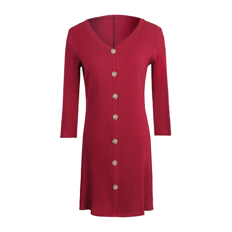 MOIKRON 2019 осеннее корейское модное трикотажное платье сексуальное однобортное