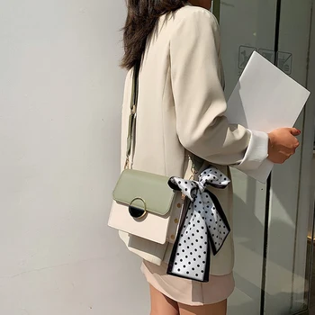 

Contrast Color Leather Crossbody Bag PU Leather Women's Handbag Lock Shoulder Messenger Bag