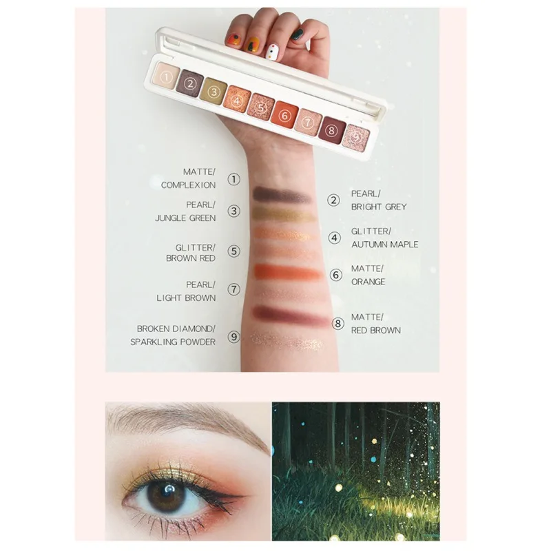 9 Цвета тени для век Блеск комплект пюре матовые Smoky Eyes Макияж Палитра Блеск Алмазный тени комплект Матовая жидкая губная тени для век
