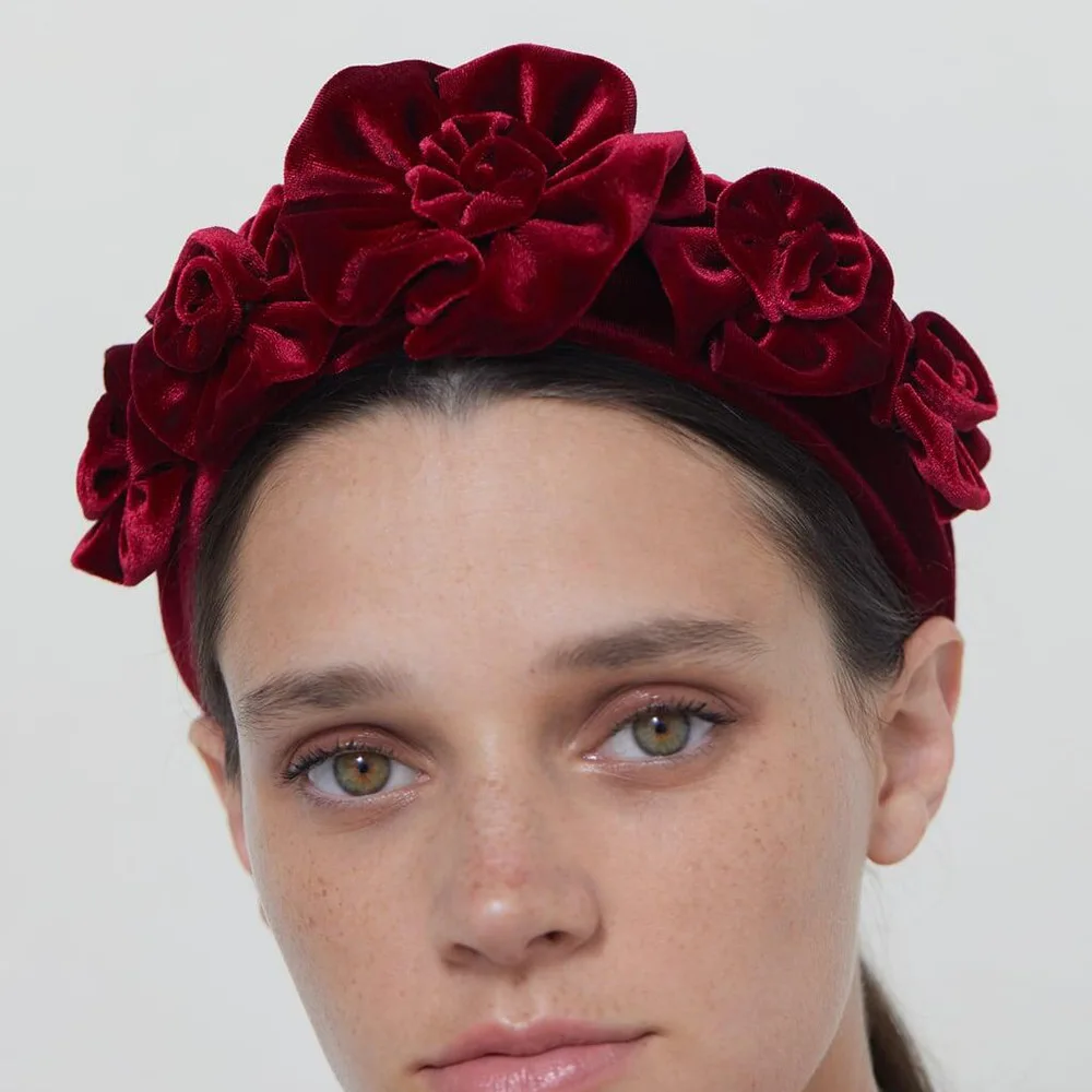 Бархатная Ретро Повязка на голову с большим цветком для женщин, аксессуары для волос, Корея, повязка на голову для девочек