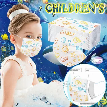 

Kids a box Cartoon Kids Disposable Mask 3 Layer Child Filter Hygiene Thicken Children's Face Mouth Mask Earloop Fast Delievry