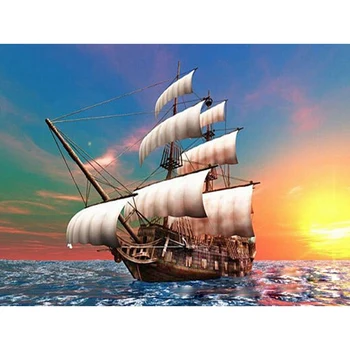 

5D DIY Diamond Painting boat Scenery Cross Stitch Needlework Ship Diamond Embroidery Home Decoration Diamond