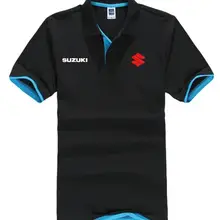 Мужские и женские летние высококачественные футболки поло с коротким рукавом для Suzuki, хлопковые рубашки-поло с двойными цветами