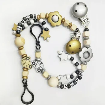 

Baby Letters Pacifier Clip Chain Infant Boys Girls Toys Teether Pacifier Chain Holder Baby Feeding Pacifier Clips