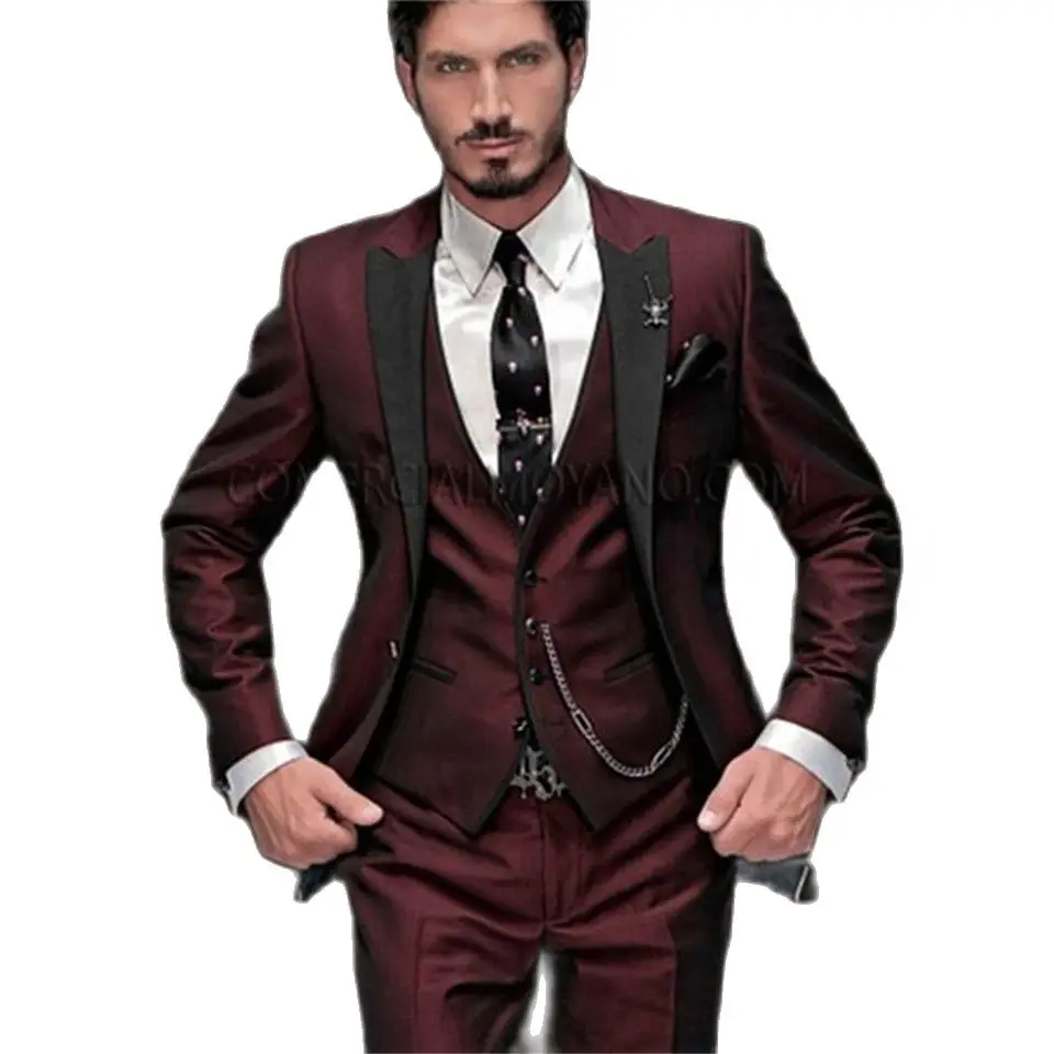 Abito da smoking da sposo di marca VEIANew 2021 abiti da uomo rosso vino su  misura Terno Slim Fit risvolto con visiera Groomsmen abiti da ballo da uomo|Tailor-made  Suits| - AliExpress