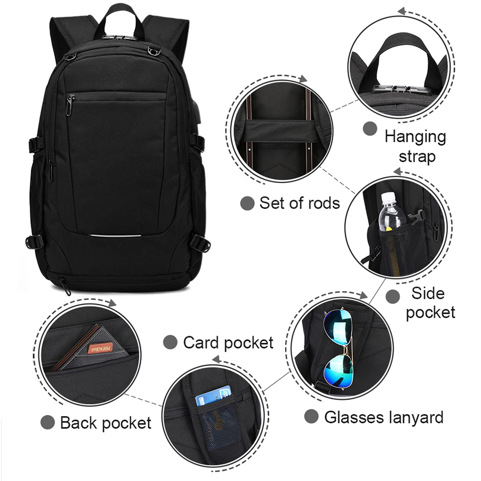 Противоугонный Рюкзак Мужские спортивные баскетбольные рюкзаки для школы подростков USB зарядное устройство дорожная сумка водонепроницаемый 15,6 сумка для ноутбука