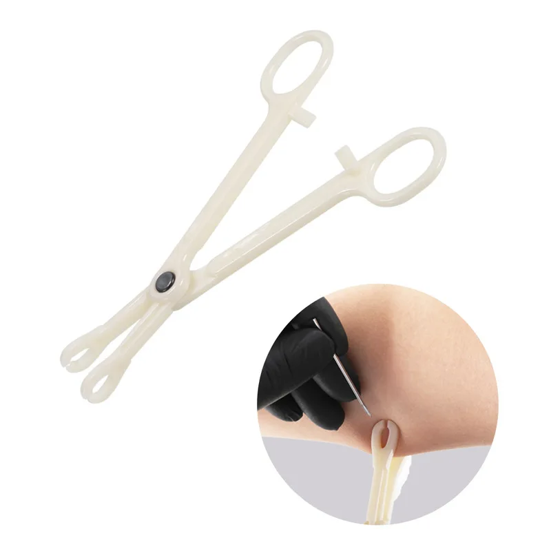 1pc Disposable White Flat Body Piercing Plier Body Ear Lip Piercing Clamp Forcep Tool Tattoo Accessories Equipment