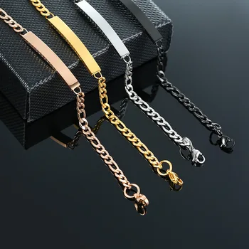

Figaro Bracelets Cuban Chain for Women Girls Stainless Steel Titanium Gold Color Bracelet Jewelry 2020