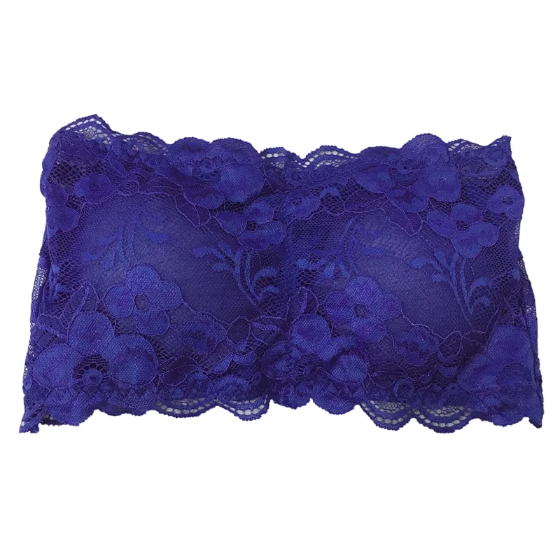 Tube Top Blue Для женщин сексуальное женское белье корсет кружево Цветочные Bralette бюстгальтер ультратонкие майки-ками кружевное бел - Цвет: Tube Top Blue