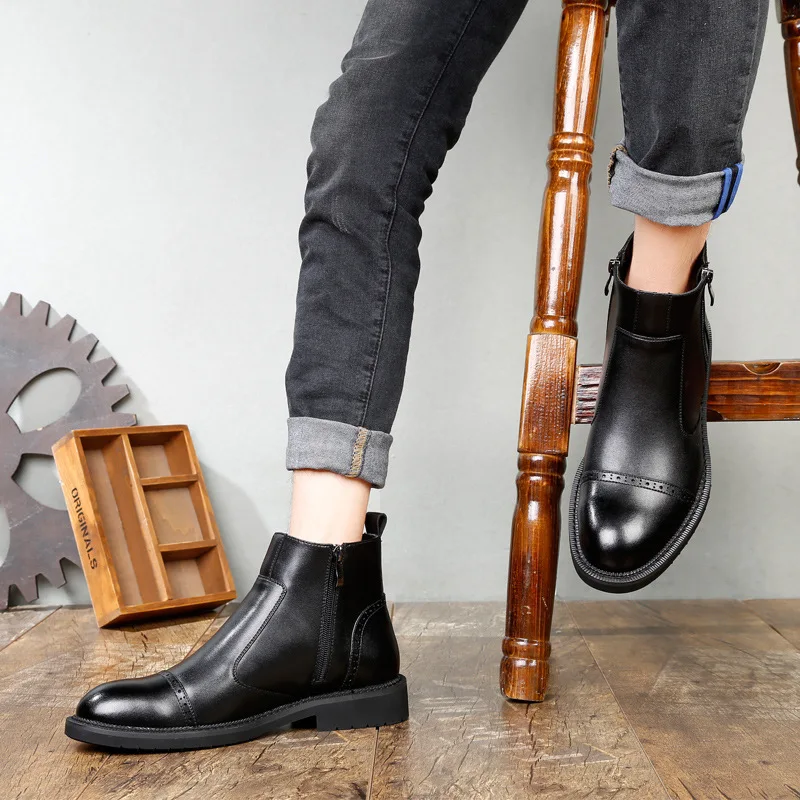 Британский модный мужской броги ботильоны из коровьей кожи оксфорды обувь на