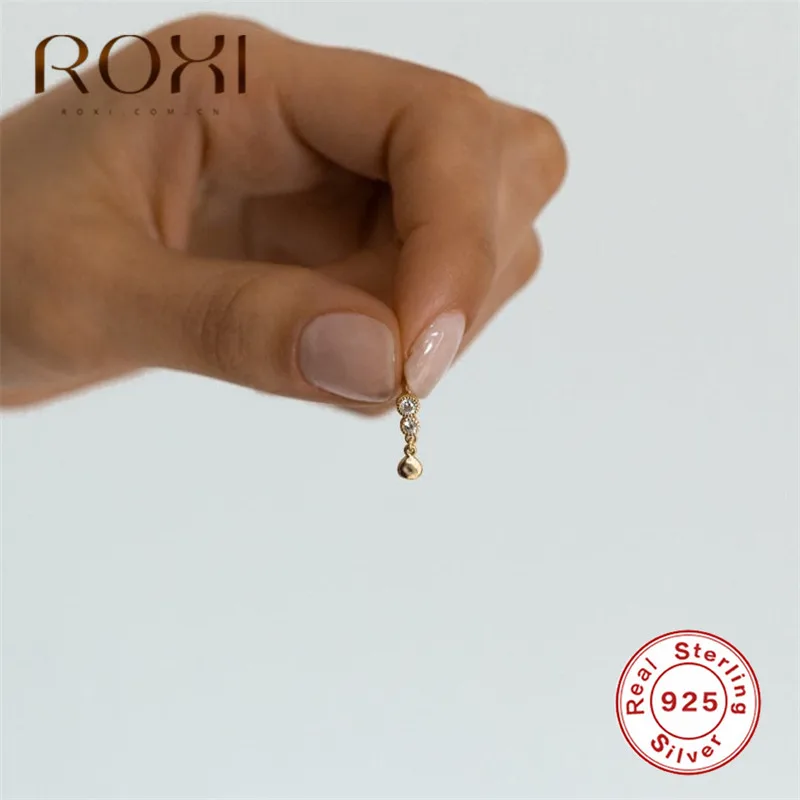 Серьги ROXI из стерлингового серебра 925 пробы, Золотая цепочка, серьги-гвоздики со стразами для женщин, гипоаллергенно, Женские Ювелирные изделия, корейские серьги