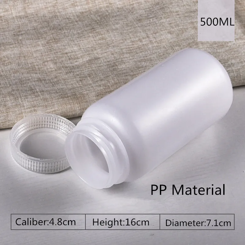 500ML translucent 2 шт./лот многоразовые пластиковые бутылки с широким горлышком с винтовой крышкой пищевой Полипропиленовый Контейнер 5 мл-500 мл - Цвет: 500ML translucent