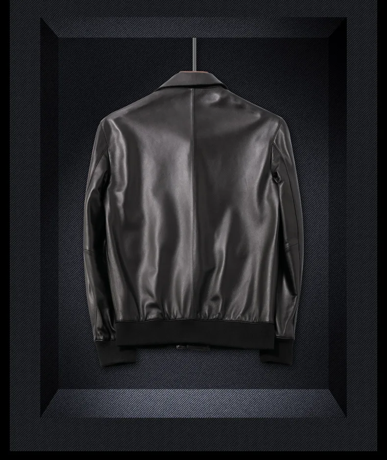 One-Piece Autumn New Short Leather Coat Youth Men Fold-down Collar Men'S Wear Korean-style Handsome Sheep Skin