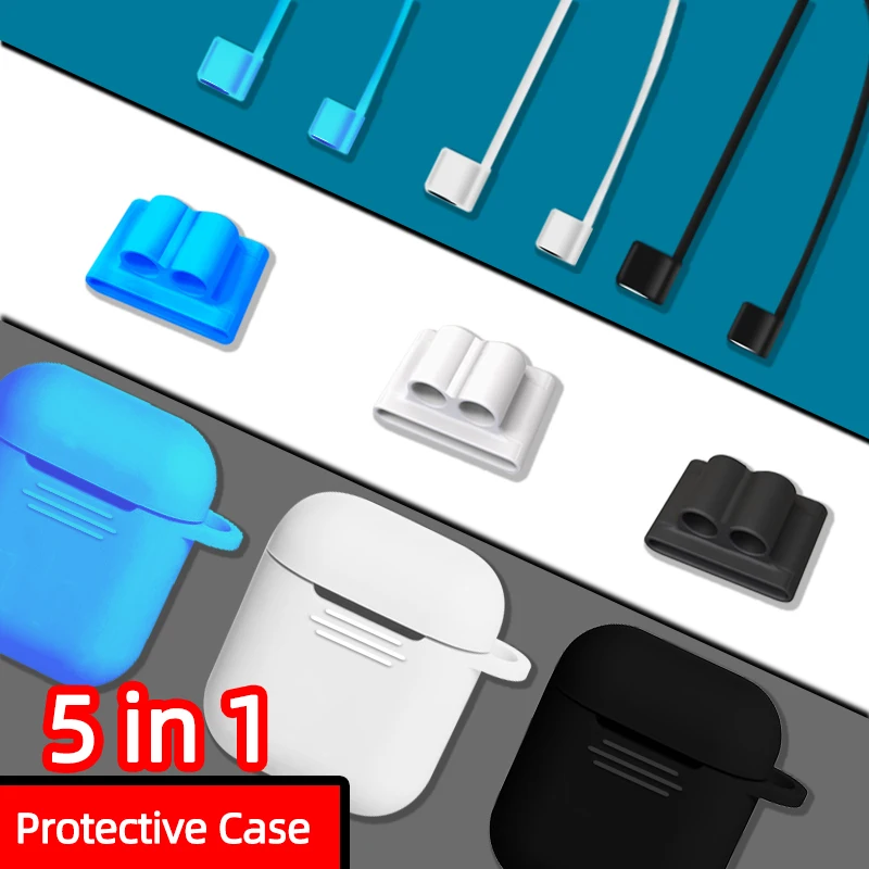 5 в 1 аксессуары для AirPods чехол роскошный силиконовый Apple 2 милый чехол|Аксессуары