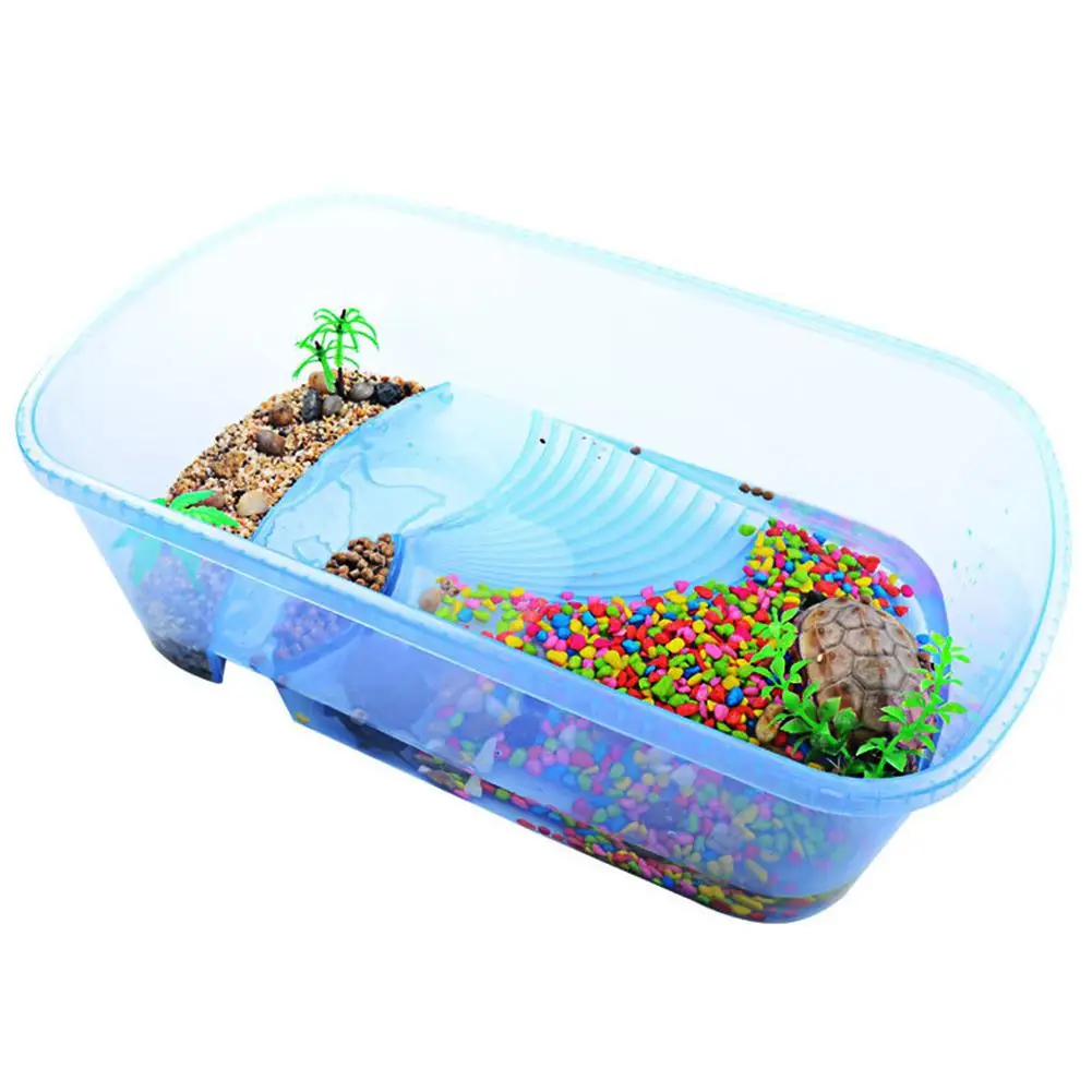 Прозрачный Аквариум Черепаха коробка для разведения рептилий Perched дом с сушильной платформой для бразильского черепаха бак для воды