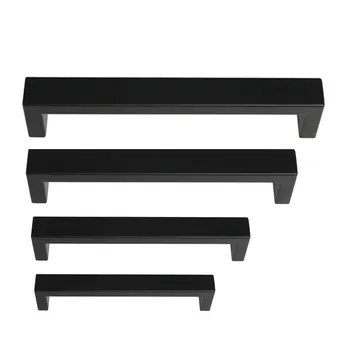 Minimalism ตู้มือจับและลูกบิด Matte สีดำครัวจับยาวตู้เสื้อผ้าตู้เฟอร์นิเจอร์ดึงลิ้นชัก Knobs 1