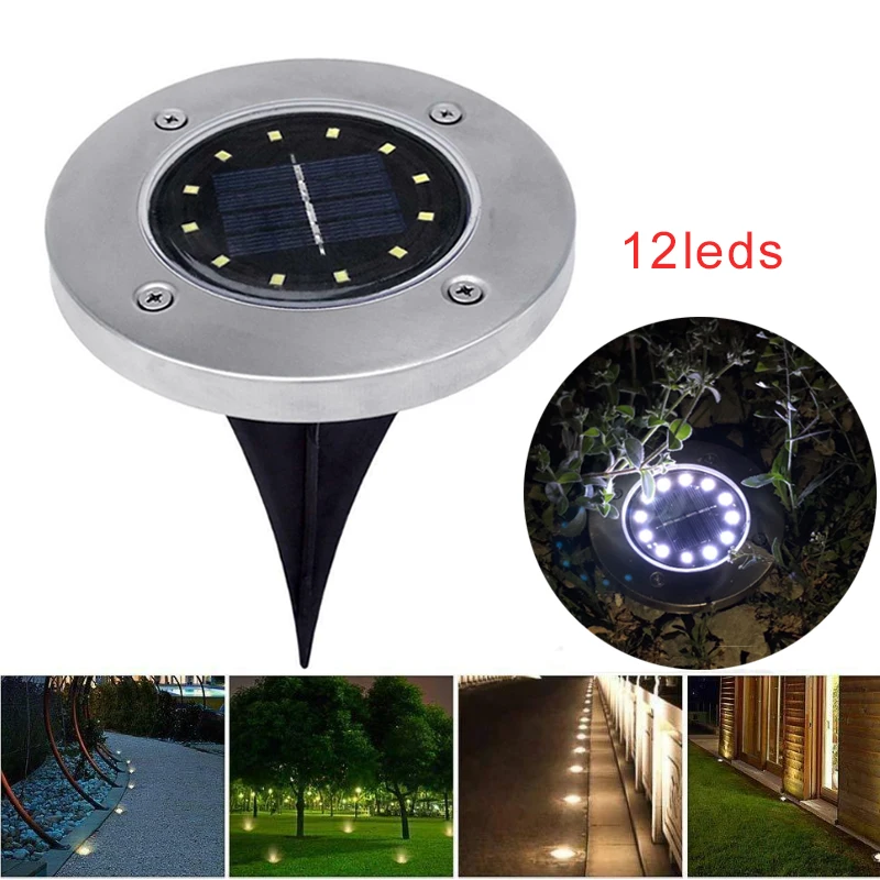Solar Power Under Ground Light Lawn Lamp Buried Light 12LEDs Outdoor Garden Pathway Decking Lights for Yard Landscape Street