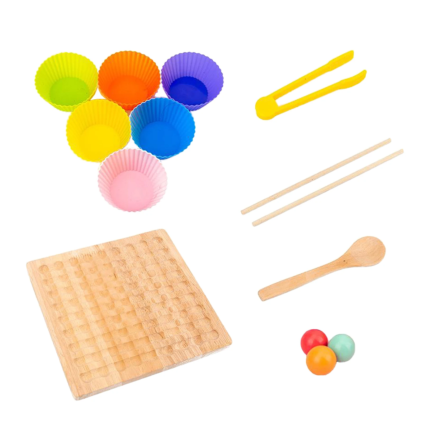 Wood Montessori Kids Hands Brain Training Clip Beads Puzzle Board Game