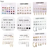 Crystal Stud Earrings Set With Card Zircon Balls Love Flowers Earrings Women Imulated Pearl Earring Kit Wedding Bride  Jewelry 1