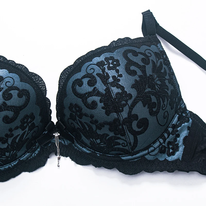 Bra Set Women Push Up Thick Padded Cup Underwired Bow Decoration Lingerie Women Sexy Bra and Panties Set For Female Dotey Popsy