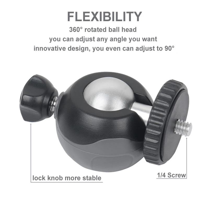  XILETU XS20 Mini Tabletop Tripod Desktop Phone Holder Stand with Clip and Ball Head for iPhone Cell