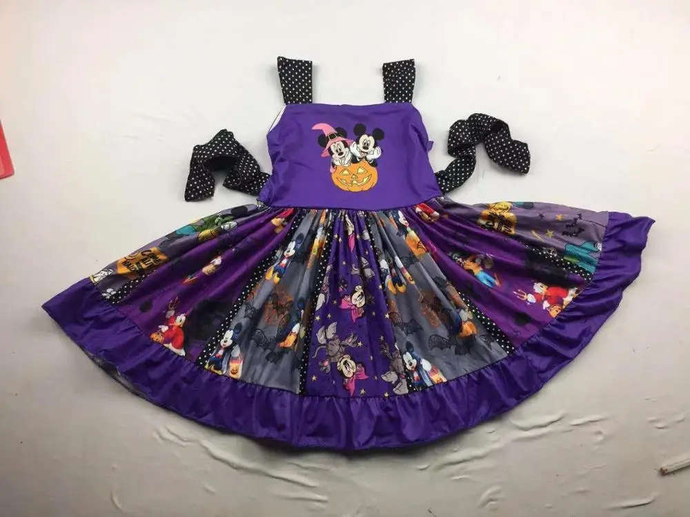 Летнее платье для девочек с короткими рукавами; модная детская одежда с изображением колеса мышки