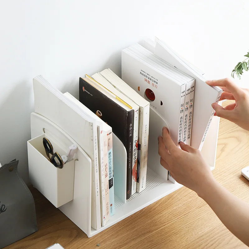 

Bookshelf Storage Shelve Simple Desktop Books Storage Rack Dormitory Triple with Pen Holder Storage Shelf for Office File Storag