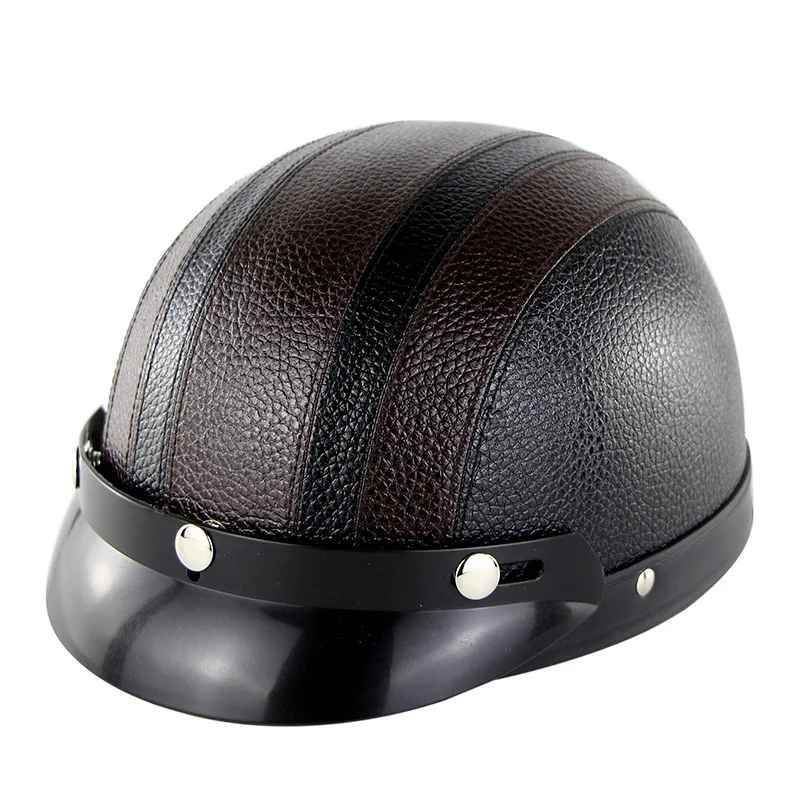 Ретро Харли шлем ПУ натуральная кожа половина шлем Летний шлем мотоциклетный E-Bike защитный шлем для мужчин и женщин Hl101