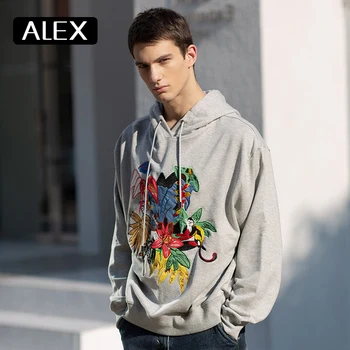 Alex Plein Oversized Hoodie Man Clothing Jungle Patch Embroidery One Piece Stylist Fashion 100%Cotton Streetwear Classic Winter 1
