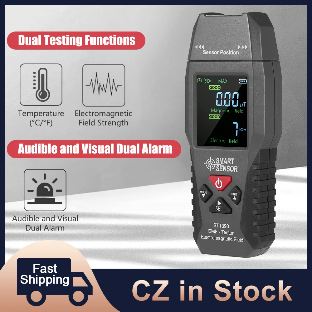 SMART SENSOR ST1393 Digital LCD EMF Meter Electromagnetic Field EMF Detector Handheld Electromagnetic Field Radiation Tester radiation detector emf meter tester