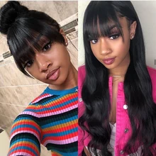 Синтетические волосы на кружеве парики мягкие и шелковистые прямые волосы с челкой парики из натуральных волос с Африканской структурой, предщипанный бесклеевой 13x4 кружево парик с детскими волосами