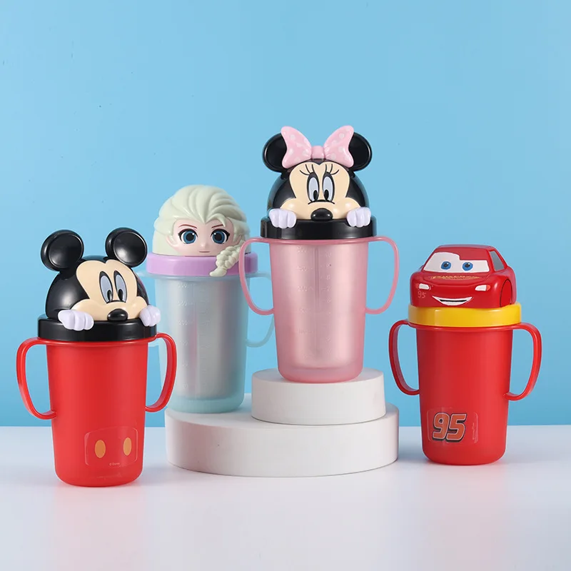 Disney Cups Cute Minnie Mickey Mouse Sippy Cup for Kids Disney Princess  Sofia Milk Cup Cartoon Mermaid Baby Straw Cup