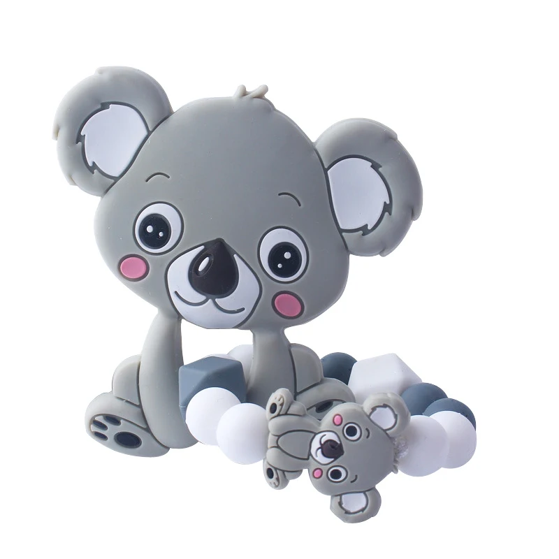 Пищевой Детский мультфильм коала браслет для прорезывающихся зубов младенец изготовленное вручную кольцо ожерелье-прорезыватель для зубов дети силиконовые жевательные Подвески Дети Прорезыватель игрушки - Цвет: Gray Koala